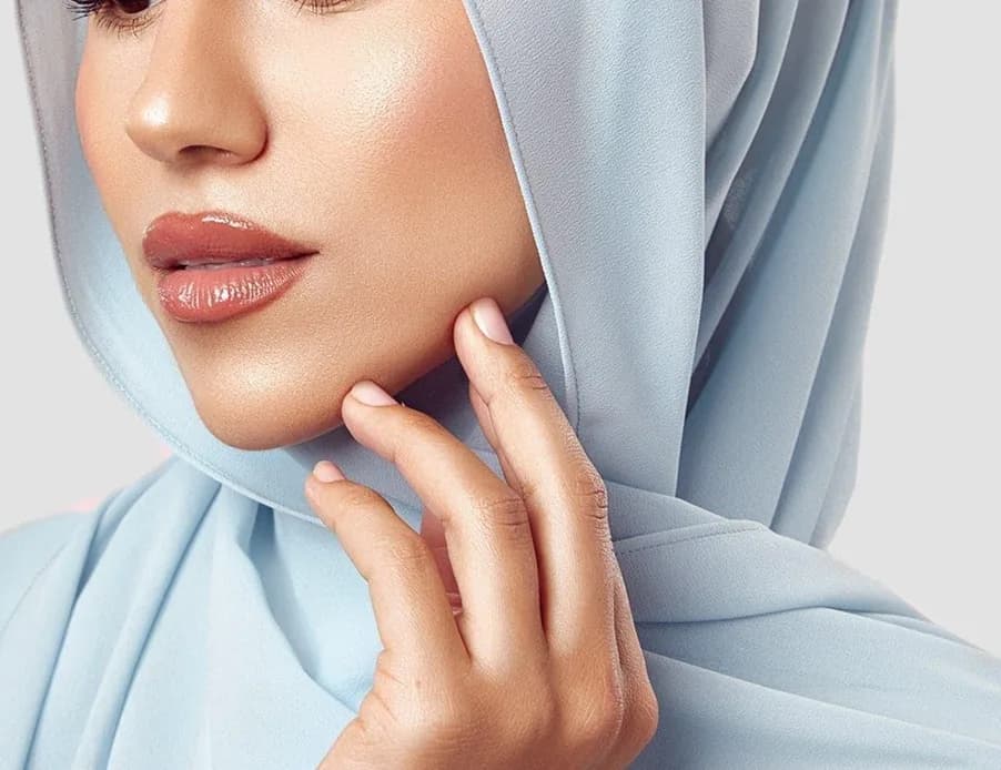 Folded hijabs in muted tones